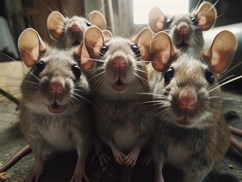 Premium Ai Image A Group Of Rats With Their Ears Pointed Up