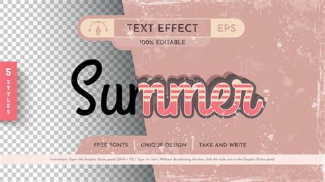 5 Styles Graphiques Rétro D été Avec Effets De Texte Modifiables