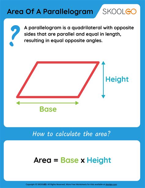 Area of a Parallelogram - Free Worksheet for Kids - SKOOLGO