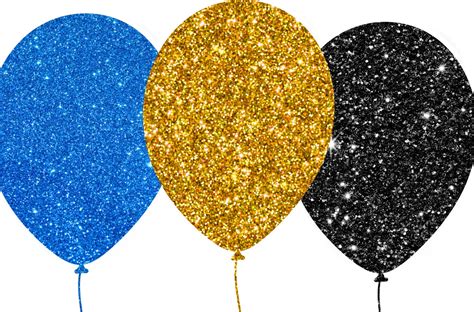 Glitter Balloons Clipart Glitter Balloon Png Digital Etsy