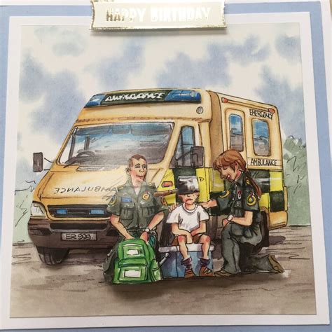 Handmade Birthday 3D Decoupage Card Ambulance Paramedic Etsy