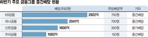 4대 금융 두둑한 여름보너스7000억원 중간배당 쐈다 네이트 뉴스