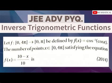 JEE ADV PYQ Inverse Trigonometric Functions YouTube