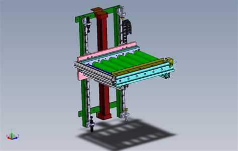 电动辊筒驱动的升降式滚筒输送机3D数模图纸Solidworks设计附STEP SOLIDWORKS 2018 模型图纸下载 懒石网