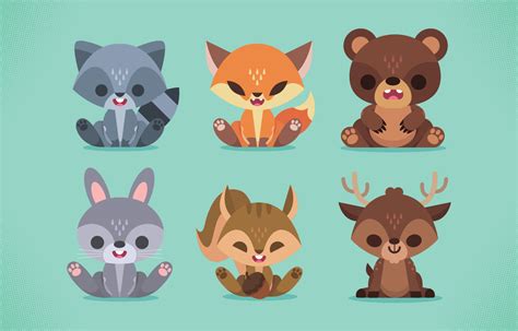 Cute Spring Animals Set 4901766 Vector Art at Vecteezy