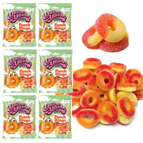 6 Bags Peach Rings Gummies Soft Chewy Gummy Candy Sugar Candies Fruity