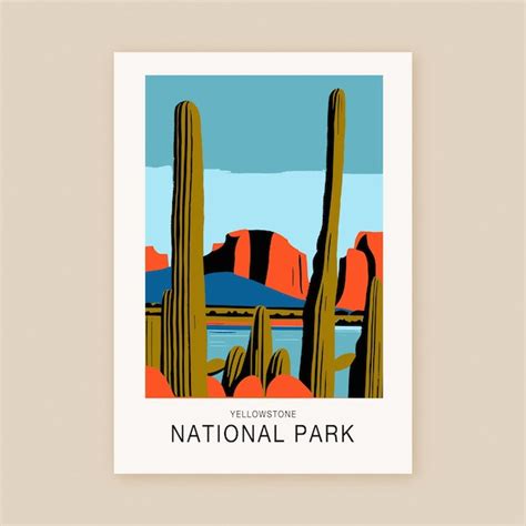 Premium Vector National Park Minimalist Travel Retro Poster Print