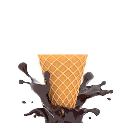 Empty Waffle Cone For Ice Cream Isolated On White Background Realistic