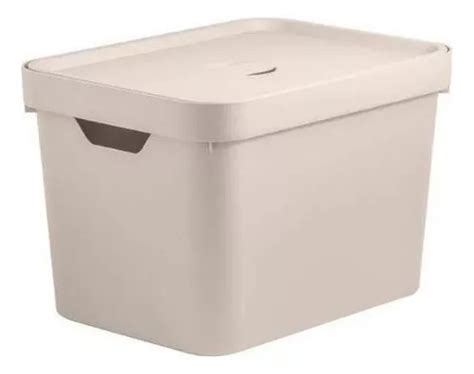 Caja Organizadora En Forma De Cubo De 18 Litros Cubierta Beige 36 X