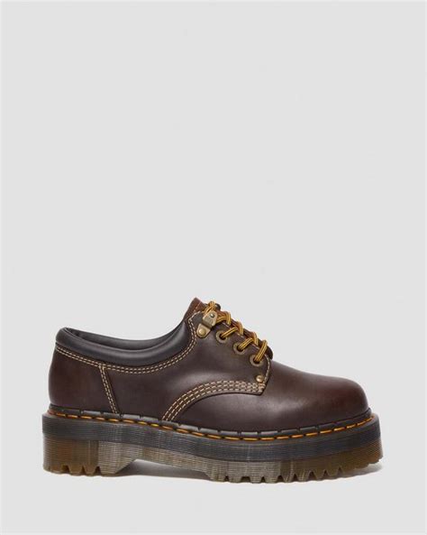 quad ii crazy horse leather platform shoes  dark brown dr martens