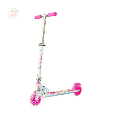 PATINETE INFANTIL DOBRÁVEL E AJUSTÁVEL ROSA E BRANCO LUZES NAS