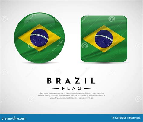 Realistic Brazil Flag Icon Vector Set Of Brazil Flag Emblem Vector