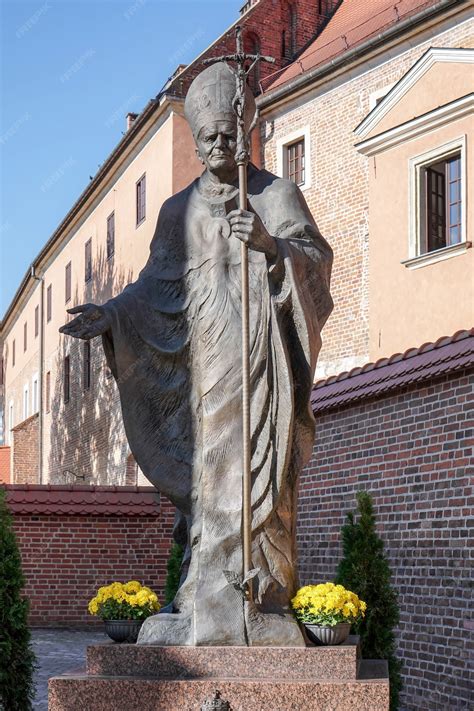 Premium Photo | Statue of pope john paul in krakow