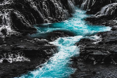 Bruarfoss Amazing Blue Waterfall in Iceland | Free Nature Image by picjumbo