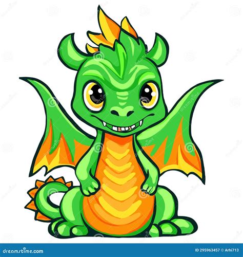 Cartoon Sitting Dragon Cute Little Dragon Cute Little Blue Dragon