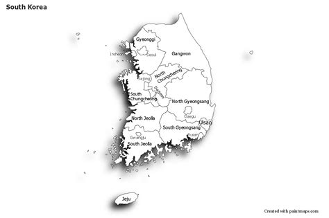 Sample Maps For South Korea Black White Shadowy Mapa De Asia