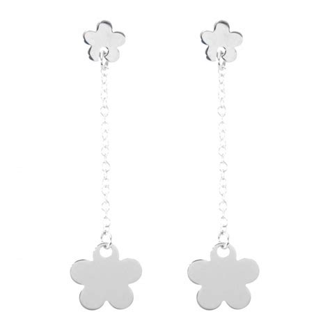 Boucles d oreilles pendantes argent rhodié fleurs Ref 46671