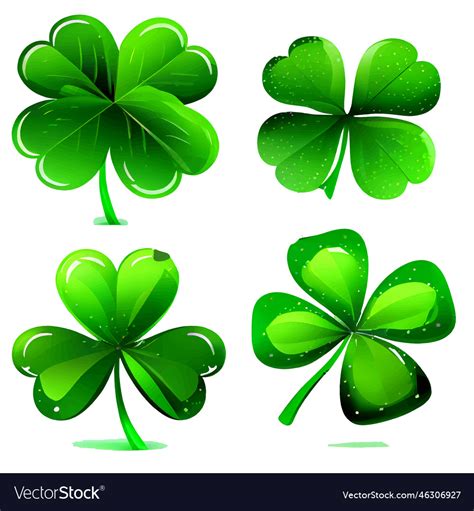 Set Of Green Clover Leaf Royalty Free Vector Image