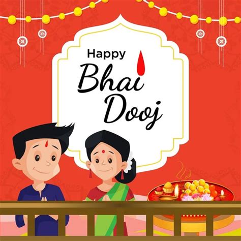 Happy Bhai Dooj Plantilla Diseño Del Banner Del Festival Indio Vector