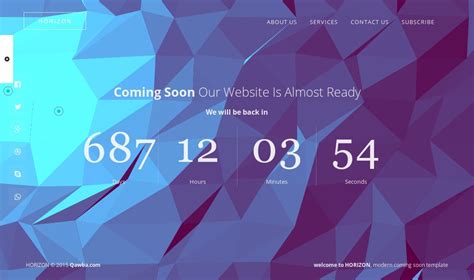 Horizon Responsive Coming Soon Template HTML5 By Qawba Codester