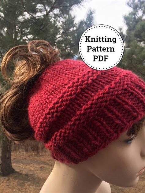 Messy Bun Hat Pattern Knit