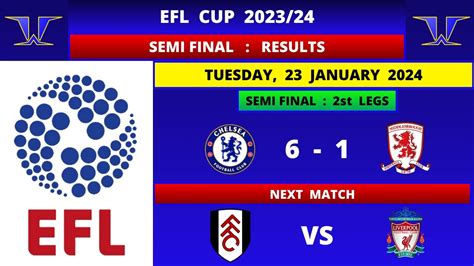 Efl Cup Fixtures Today Semi Final Nd Legs Results Chelsea