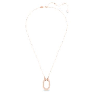 Dextera Pendant Octagon Shape White Rose Gold Tone Plated Swarovski