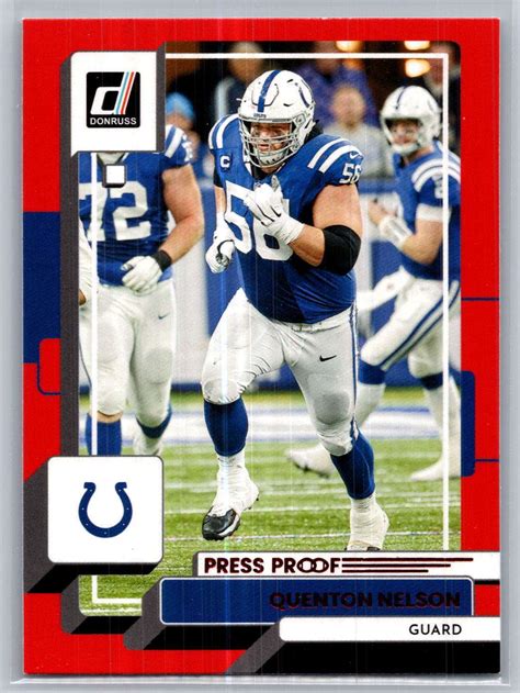 2022 Panini Donruss Press Proof Red 50 Quenton Nelson For Sale