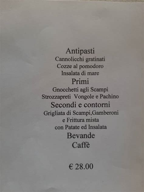 Menu Da Ristorante Isola Blu Montefiascone