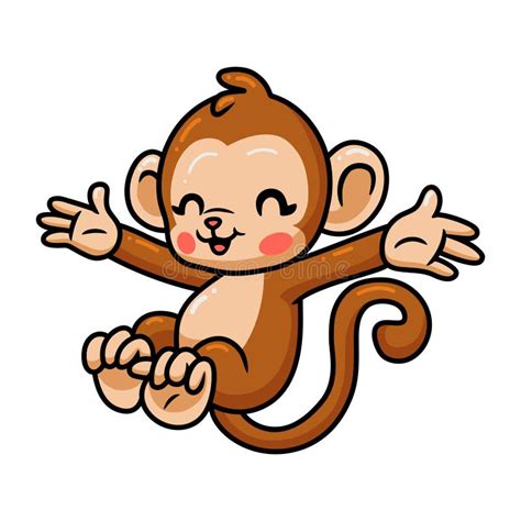 Cute Baby Monkey Cartoon Jumping Stock Vector Illustration Of Mascot