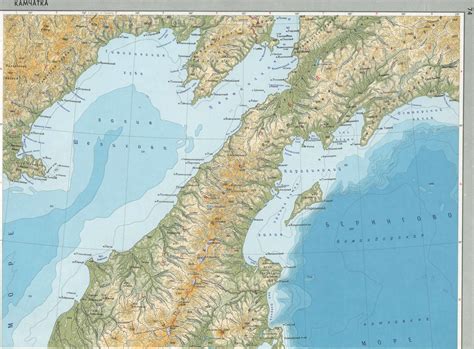 Физическая карта Камчатки подробная полуостров бесплатно большая 2023