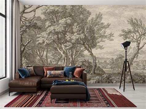 Vintage Landscape Panoramic Wallpaper Ruins Landscape Etsy