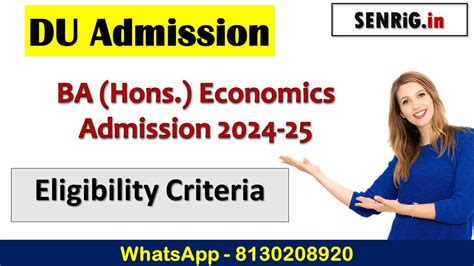 DU BA Hons Economics Admission 2024 25