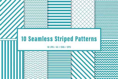 Blue Seamless Striped Patterns Set Graphic by CutePik · Creative Fabrica