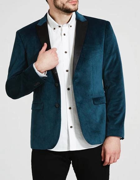 Mens Teal Blue Velvet Tuxedo Jacket