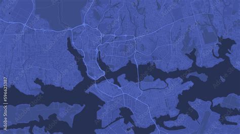 Blue Abidjan Map Cote D Ivoire Detailed Municipality Map Skyline