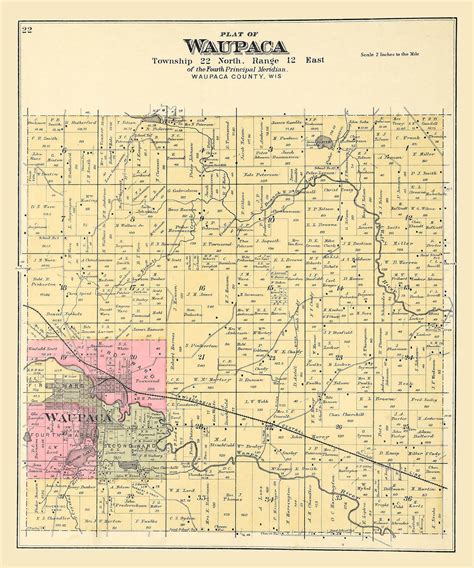 1889 Map Of Waupaca Township Waupaca County Wisconsin Etsy