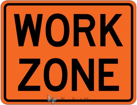 Printable Work Zone Sign