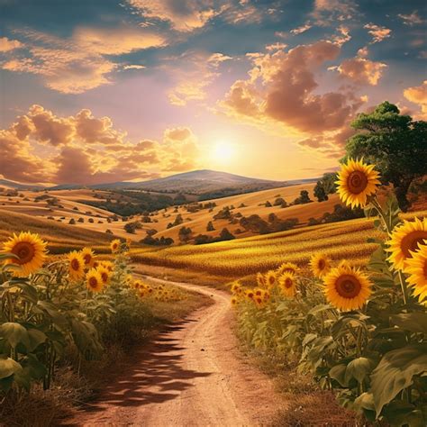 premium ai image sunflower landscape
