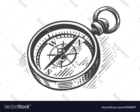 Vintage Compass Sketch Engraving Royalty Free Vector Image