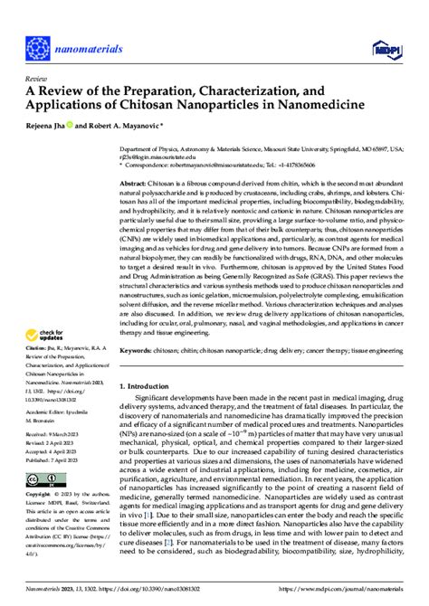 Pdf A Review Of The Preparation Characterization And Applications