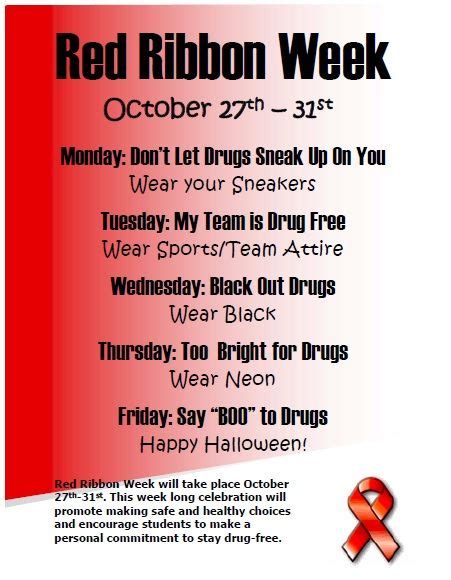 Red Ribbon Week Activities For October 27th October 31st Red Ribbon