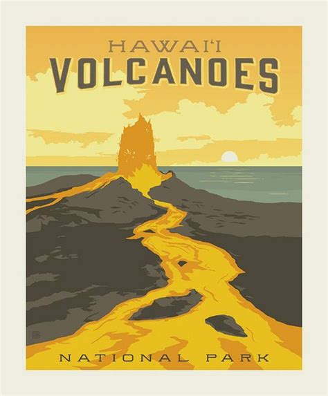 Hawaii Volcanoes National Parks Poster Panel Etsy