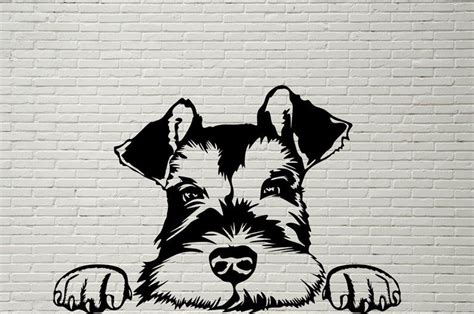 Schnauzer Svg En Miniatura Silhouettes Dxf Dog Peeking Svg Para