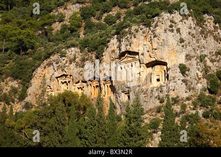 Kings Tombs In The Cliff Face Kaunos Dalyan Turkey Stock Photo Alamy