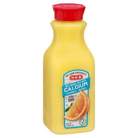 H E B Orange Juice With Calcium Vitamin D No Pulp Shop Juice