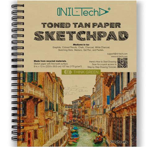 Toned Tan Paper 9x12 inches Sketch Pad - 70 Pages - shop.nil-tech