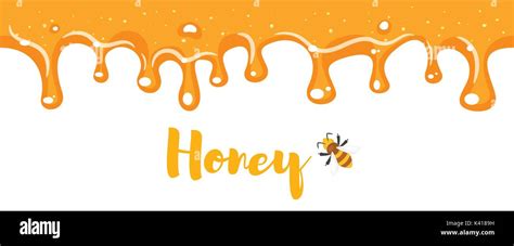 Vector Cartoon Style Seamless Repeatable Dripping Honey Isolated On