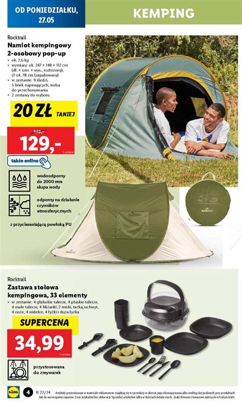 Lidl 27 05 2024 Katalog namiot 2 osobowy pop up zastawa stołowa