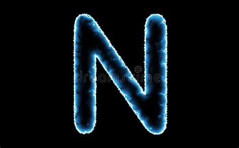 Text 4k Animation Blue Lights Form Letter N On Black Background Stock